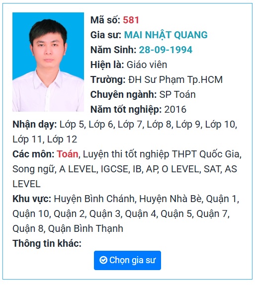 bảng giá gia sư dạy kèm tại nhà
